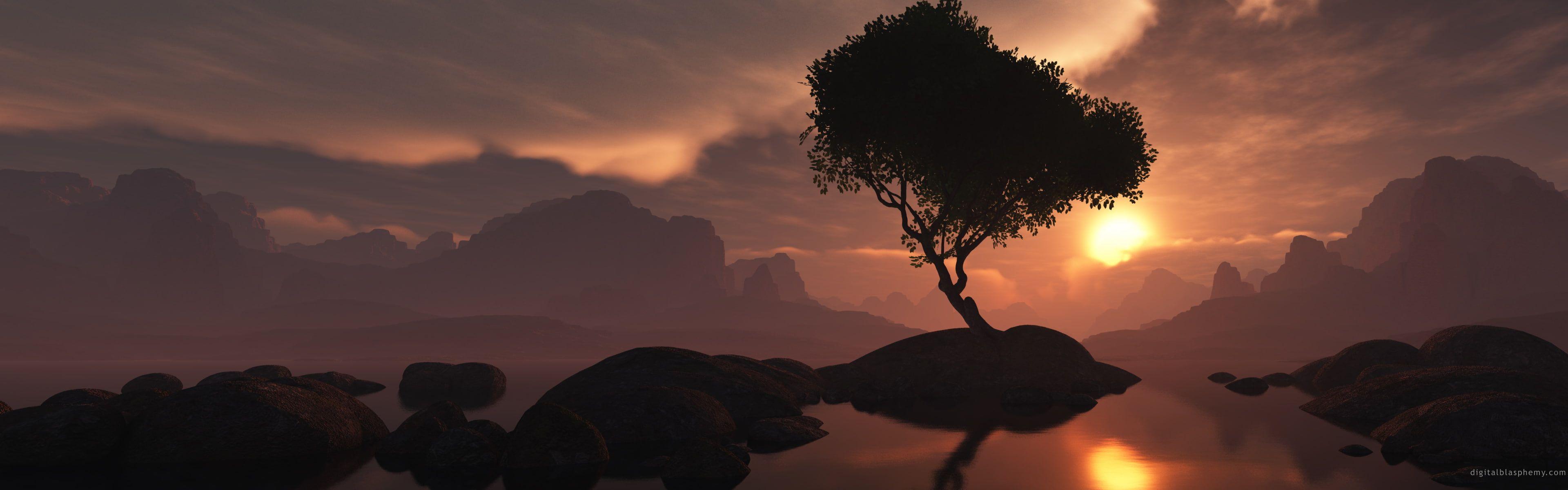 3840x1200 dual #screen #sunset K #wallpaper #hdwallpaper #desktop in 2020