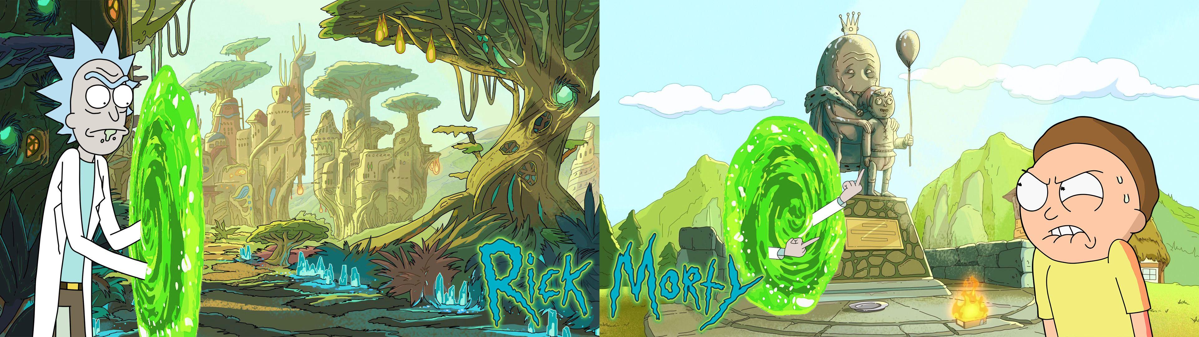 3840x1080 Rick and Morty, Dual monitors, Dual display Wallpaper HD