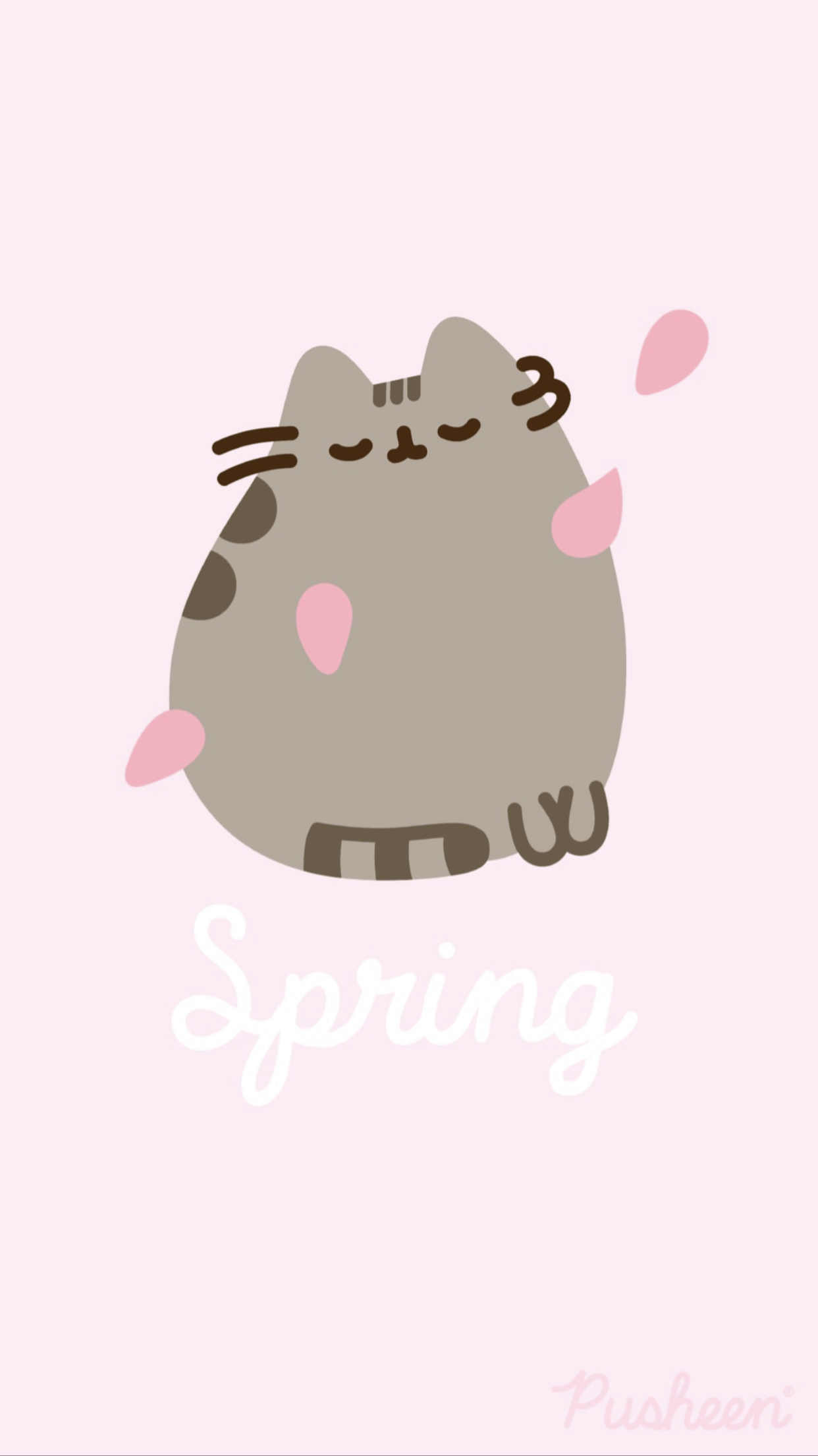 1242x2208 Pusheen Cat Spring Wallpaper