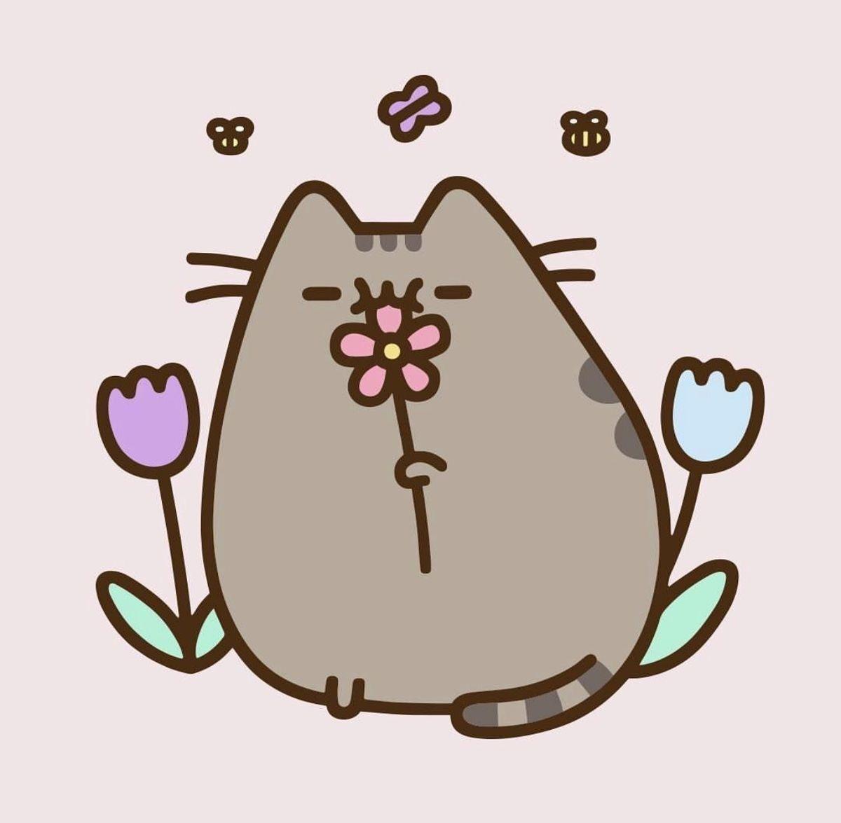 1200x1175 Pusheen Cat Spring Wallpaper