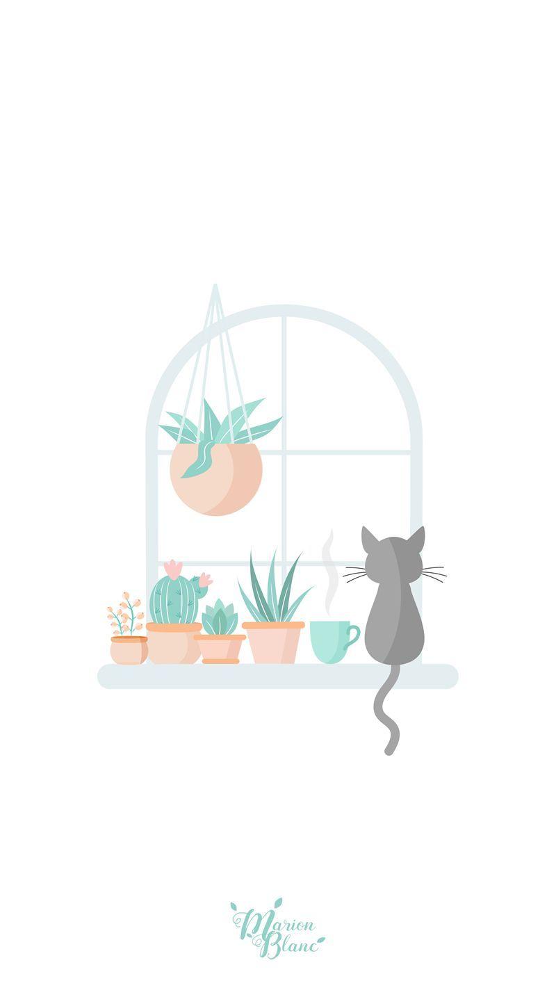 800x1421 Pusheen Spring Wallpaper