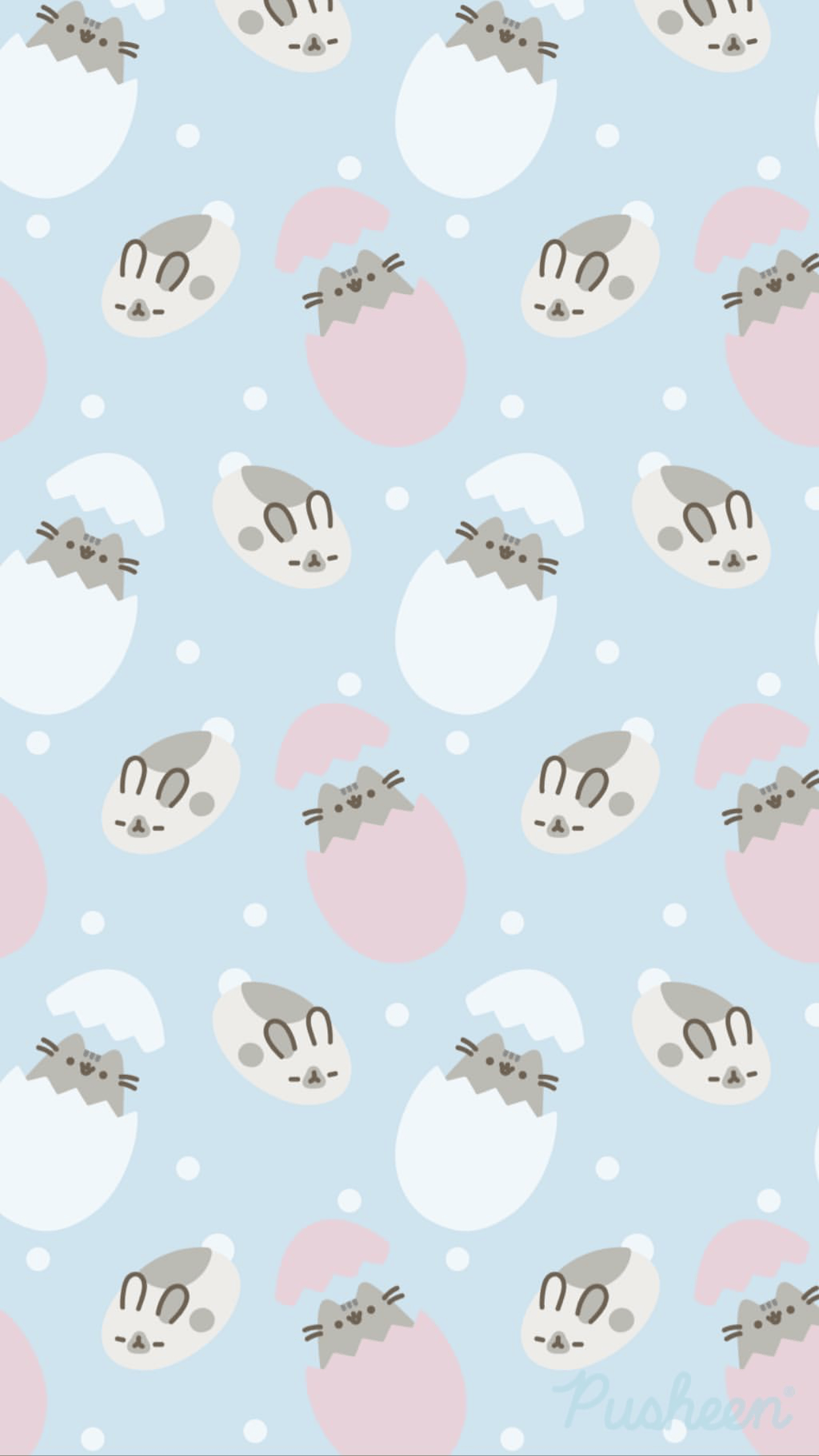 1242x2208 Pusheen the cat floral pastels spring iphone wallpaper Easter