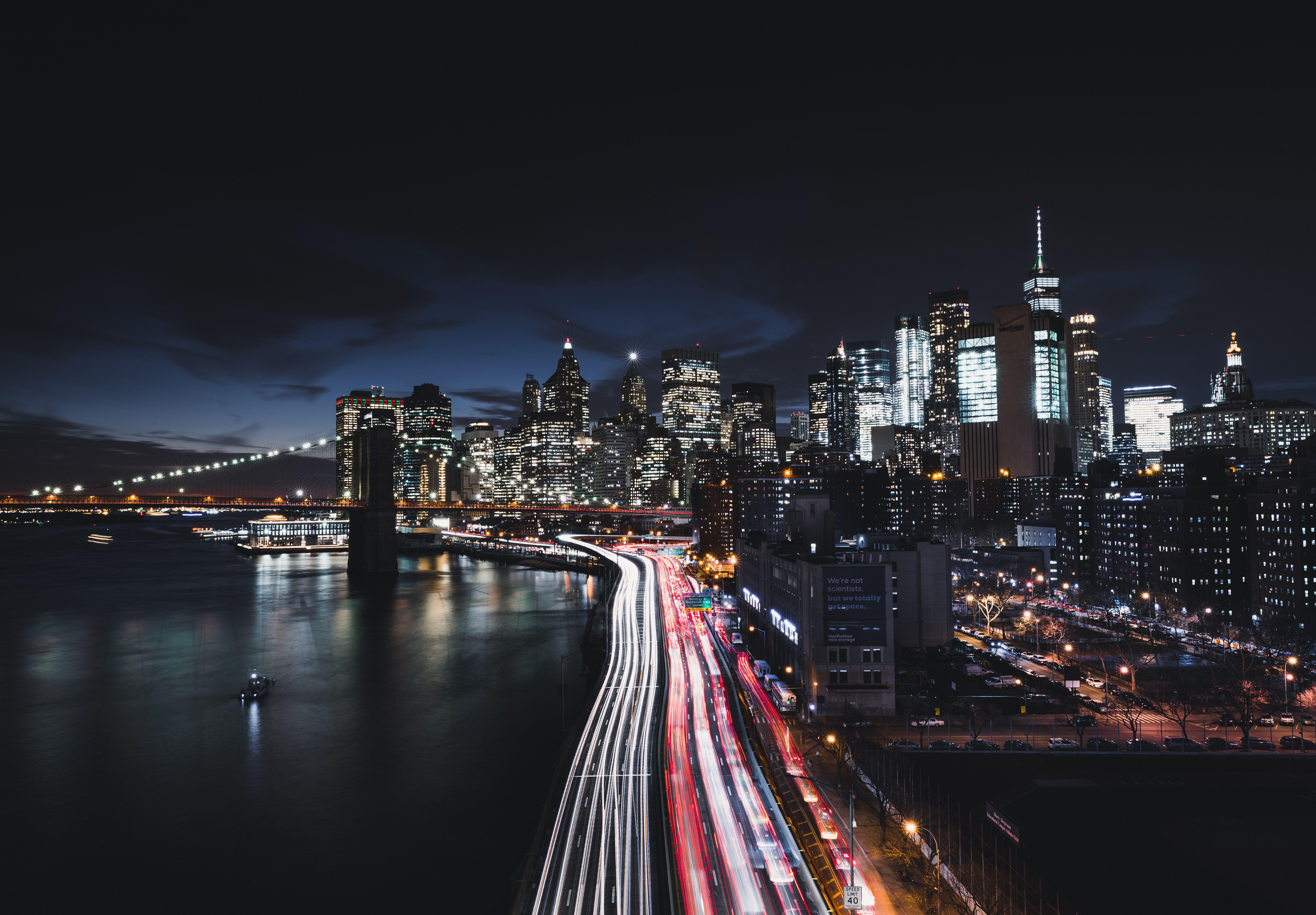 7740x5380 Brooklyn Bridge Cityscape Long Exposure Road Manhattan 8k, HD