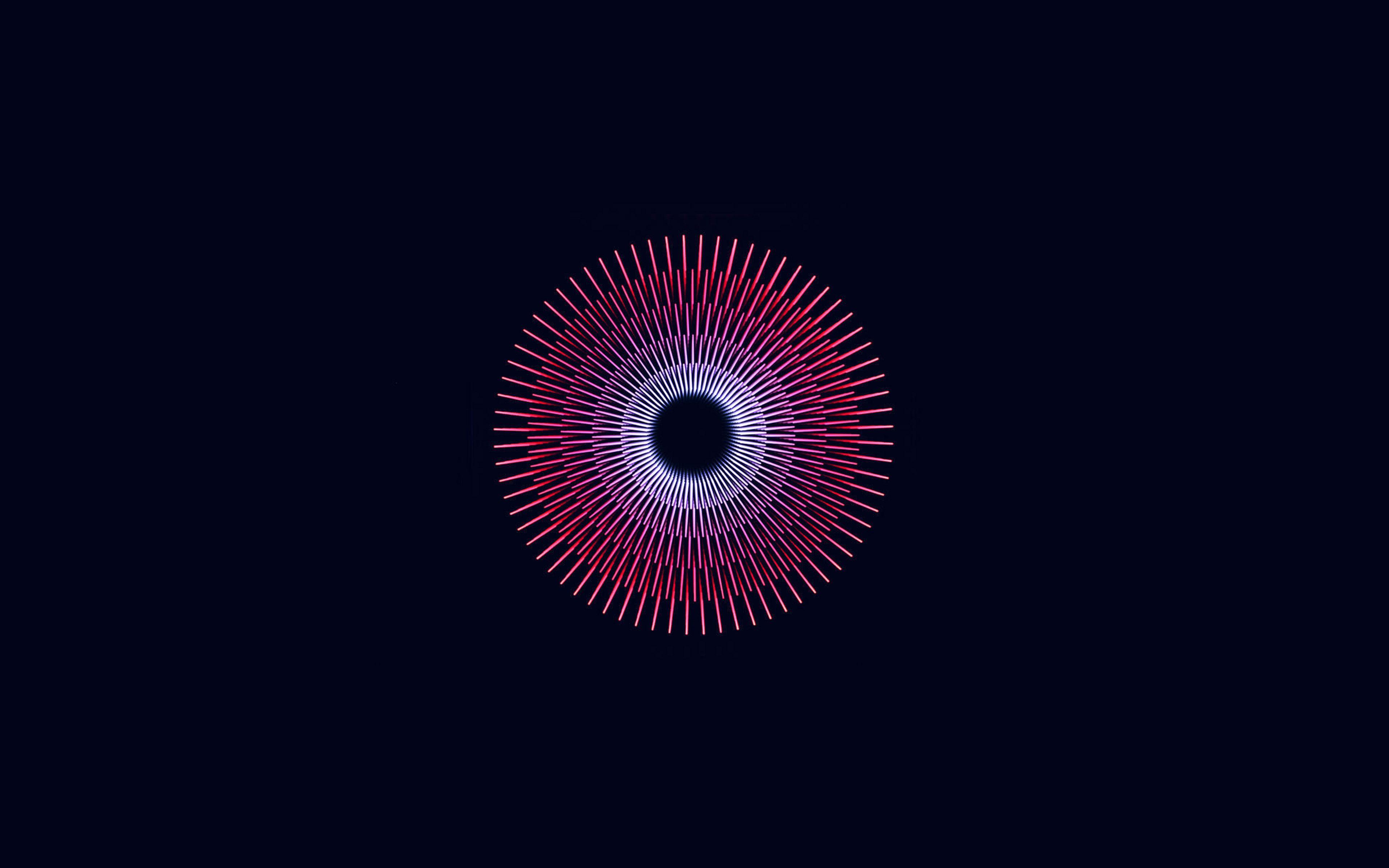 3840x2400 Line Circle Minimal Dark Black Pattern Background Wallpaper