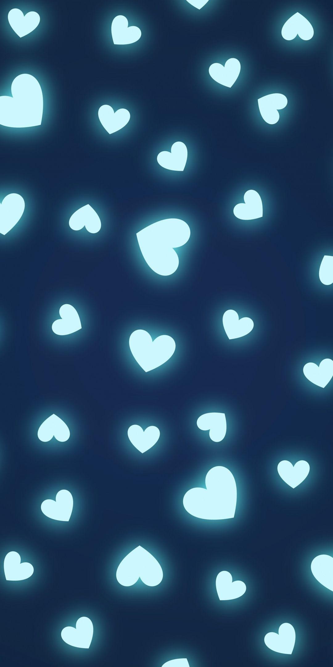 1080x2160 Hearts, shapes, glowing, minimal, pattern, 1080x2160 wallpaper