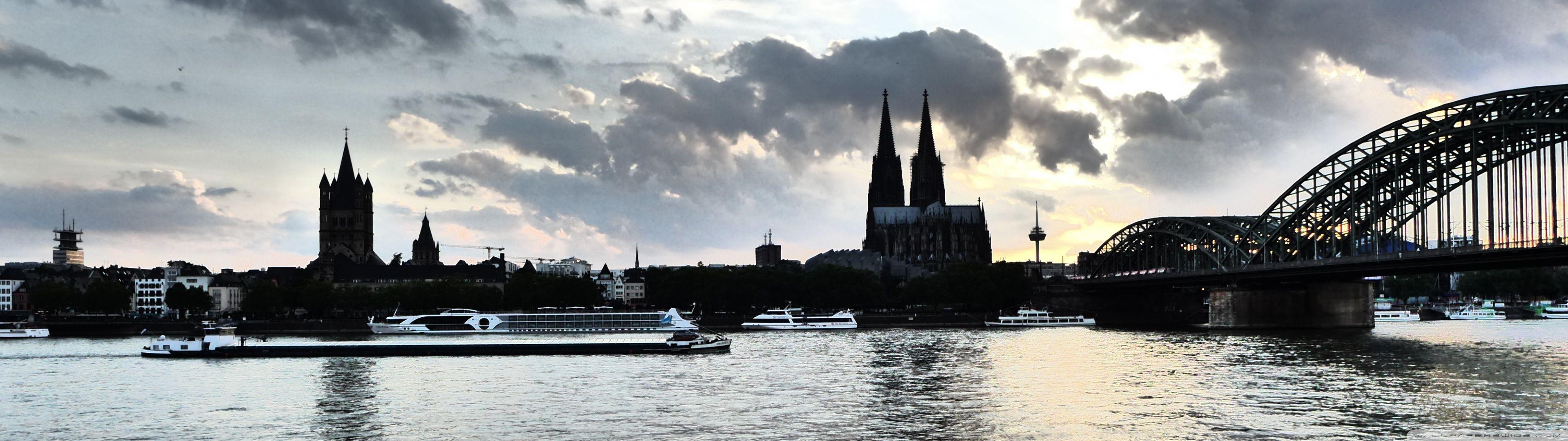 3840x1080 Cologne Shore Ultra HD Desktop Background Wallpaper