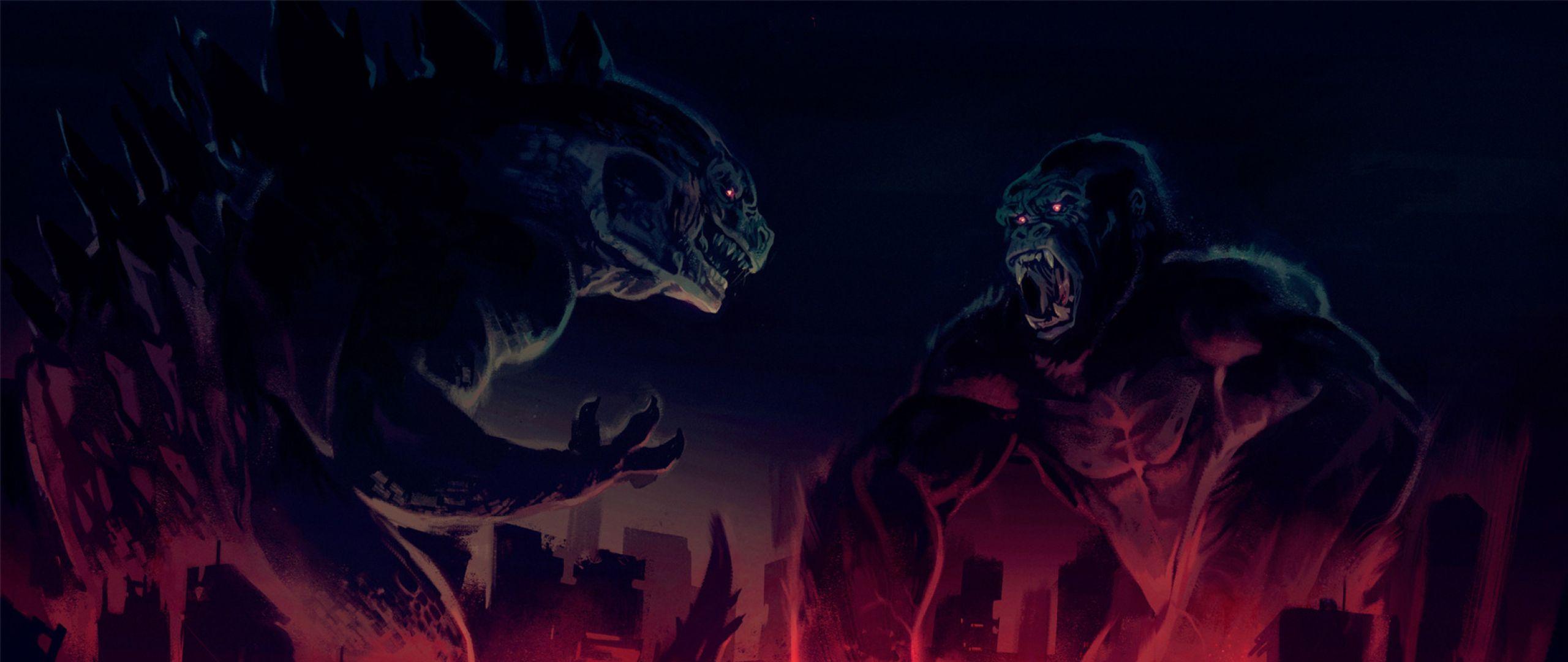 2560x1080 King Kong vs Godzilla Artwork 2560x1080 Resolution