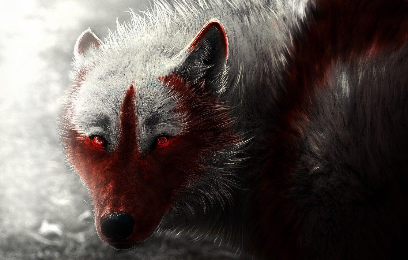 1332x850 Wallpaper wolf, art, wolf, glowing eyes image for desktop