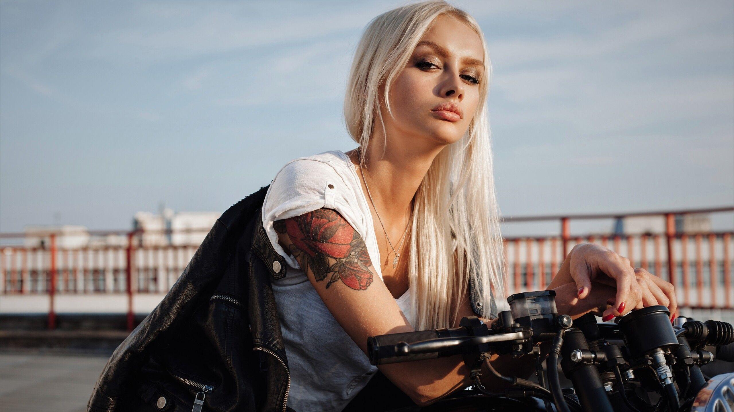 2560x1440 Tattoo Girl On Motorcycle 5k 1440P Resolution HD 4k