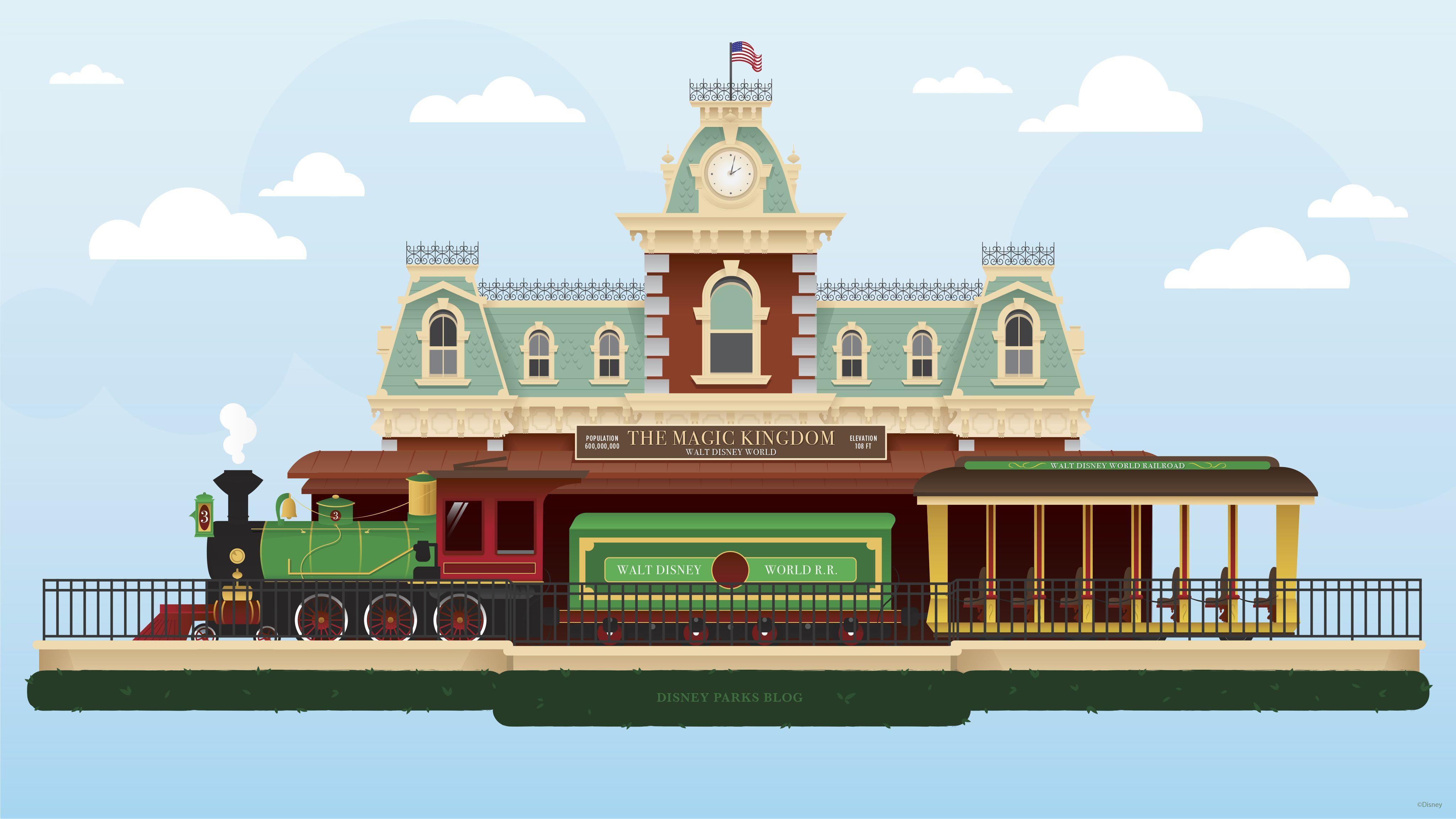 4096x2304 45th Anniversary Wallpaper: Walt Disney World Railroad Train