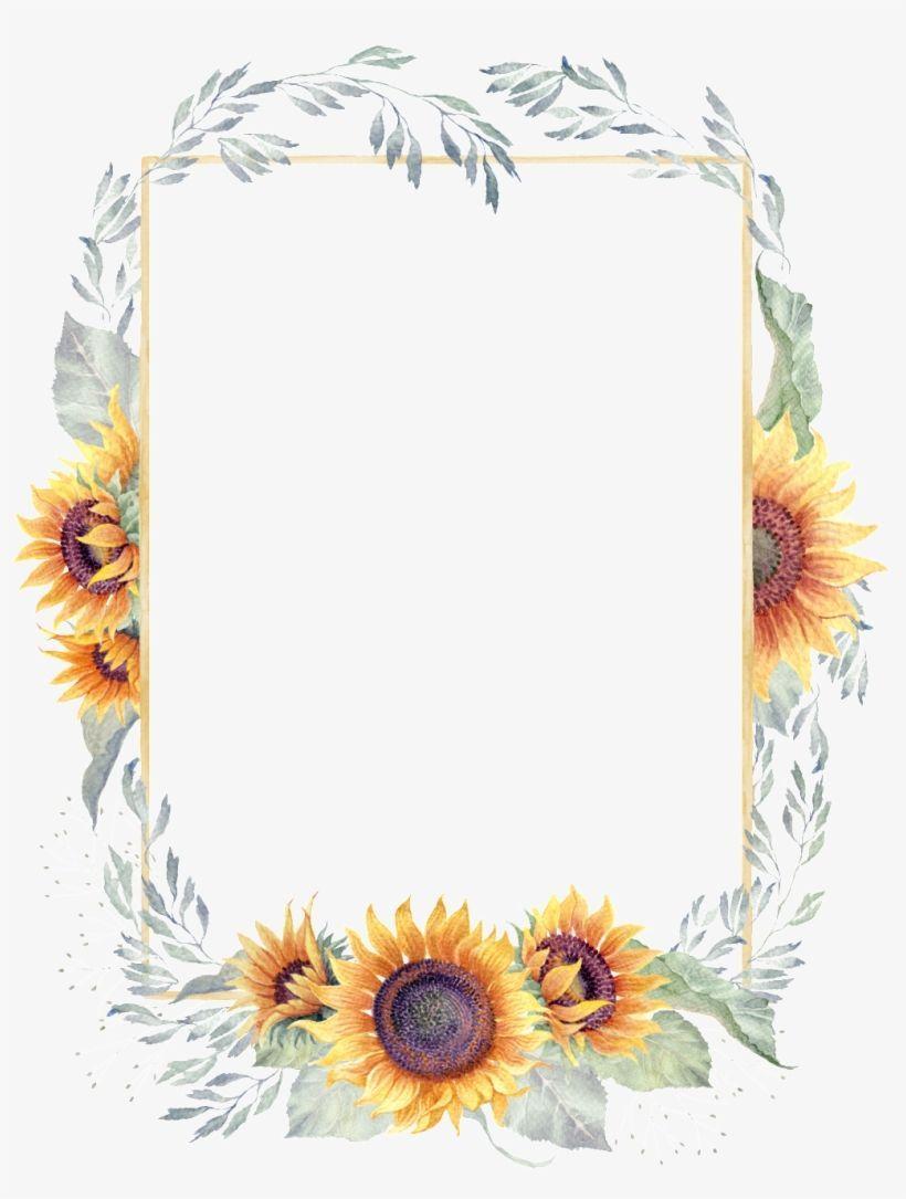 820x1085 Download Green Watercolor Hand Painted Sunflower Border Transparent Sun Flower Bord. Flower background wallpaper, Sunflower wallpaper, Flower border
