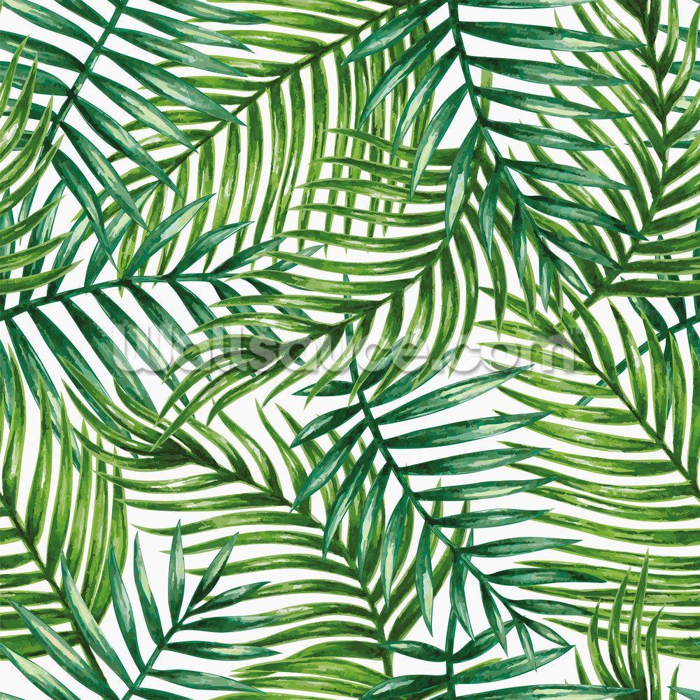 1000x1000 Watercolor Tropical Palm Leaves Wallpaper Mural