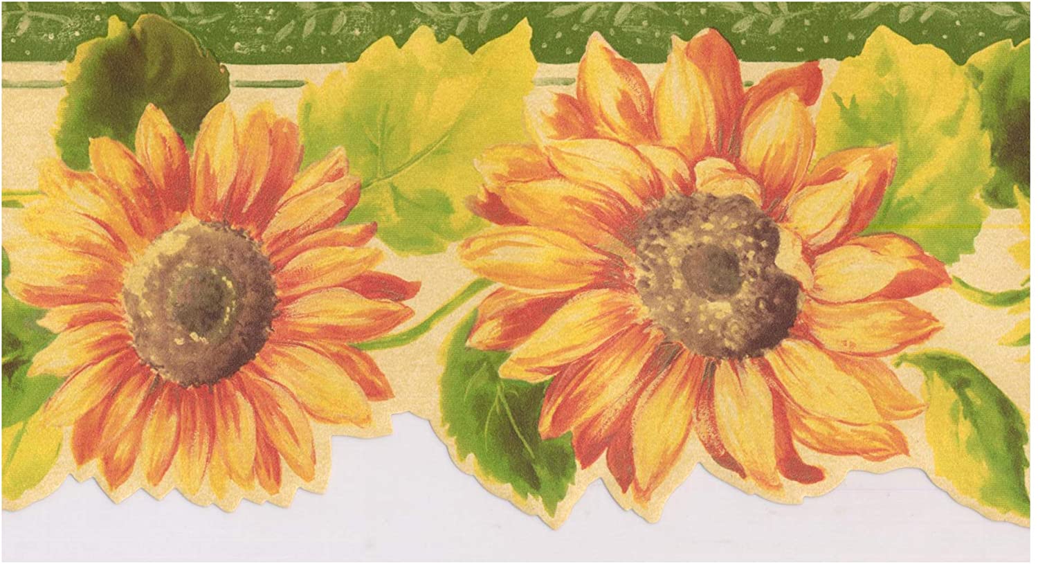 1500x815 Prepasted Wallpaper Border Yellow Sunflowers Emerald