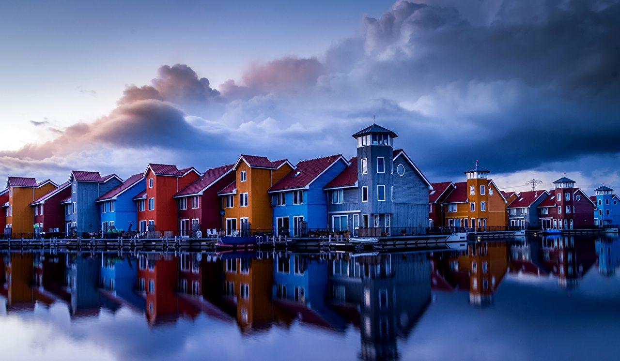 1280x746 Photos Netherlands Groningen Sky Rivers Evening Cities Building