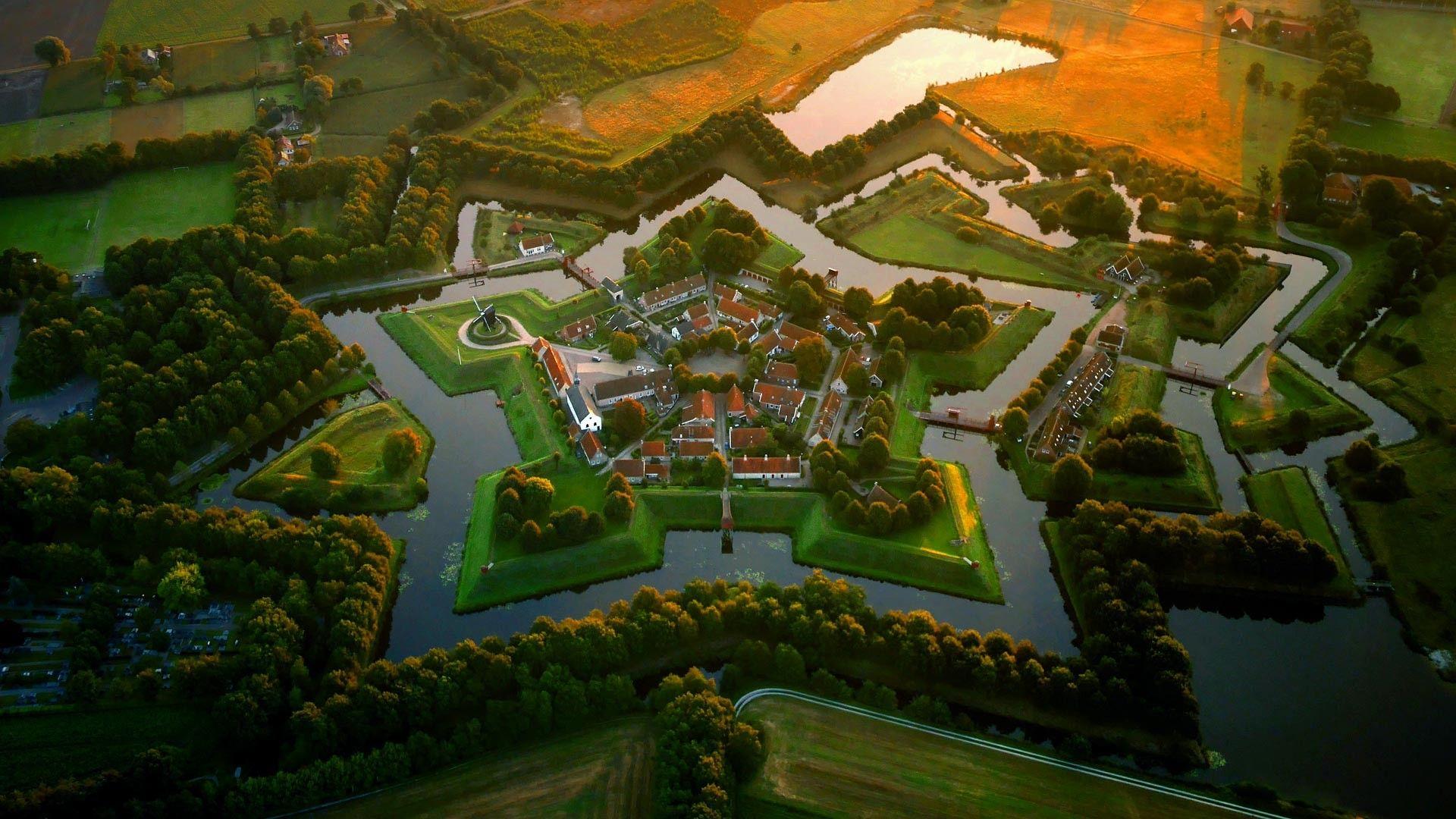1920x1080 #aerial view, #sunset, #villages, #nature, #Groningen