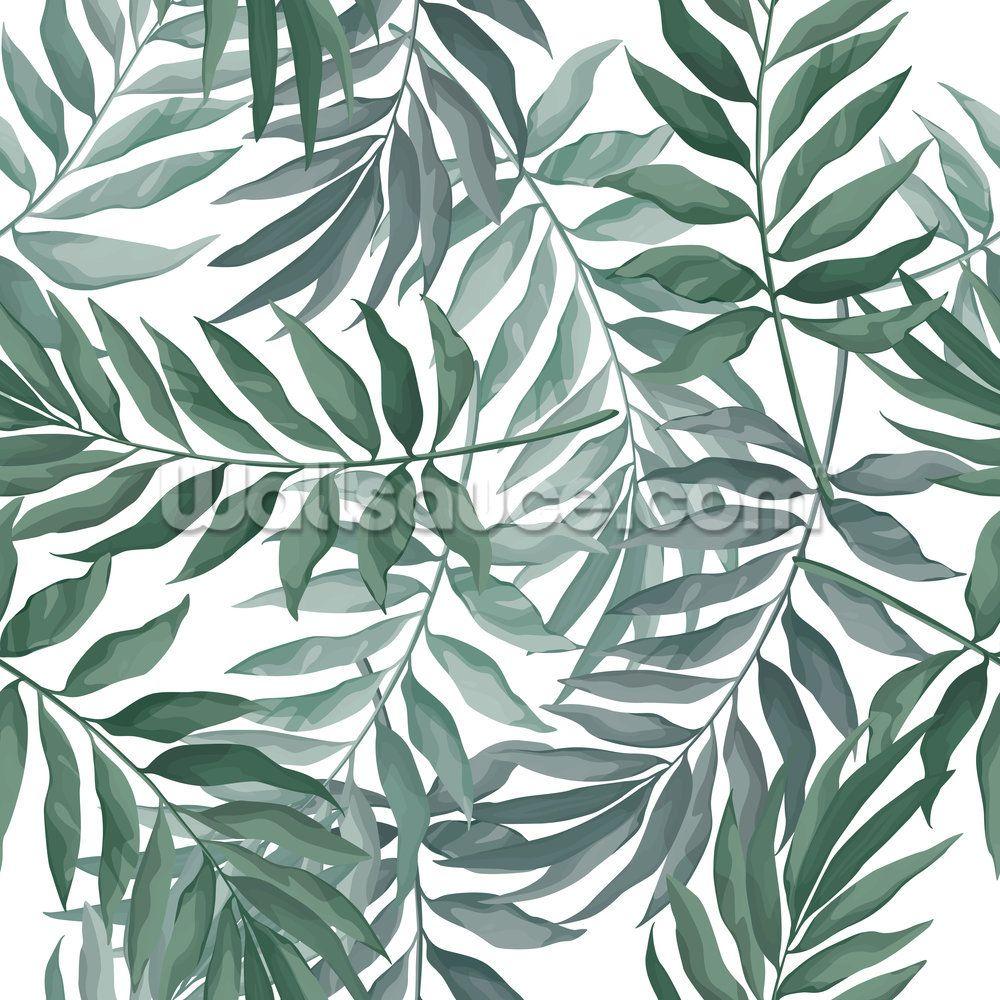 1000x1000 Green Leaves Watercolor Wallpaper Mural