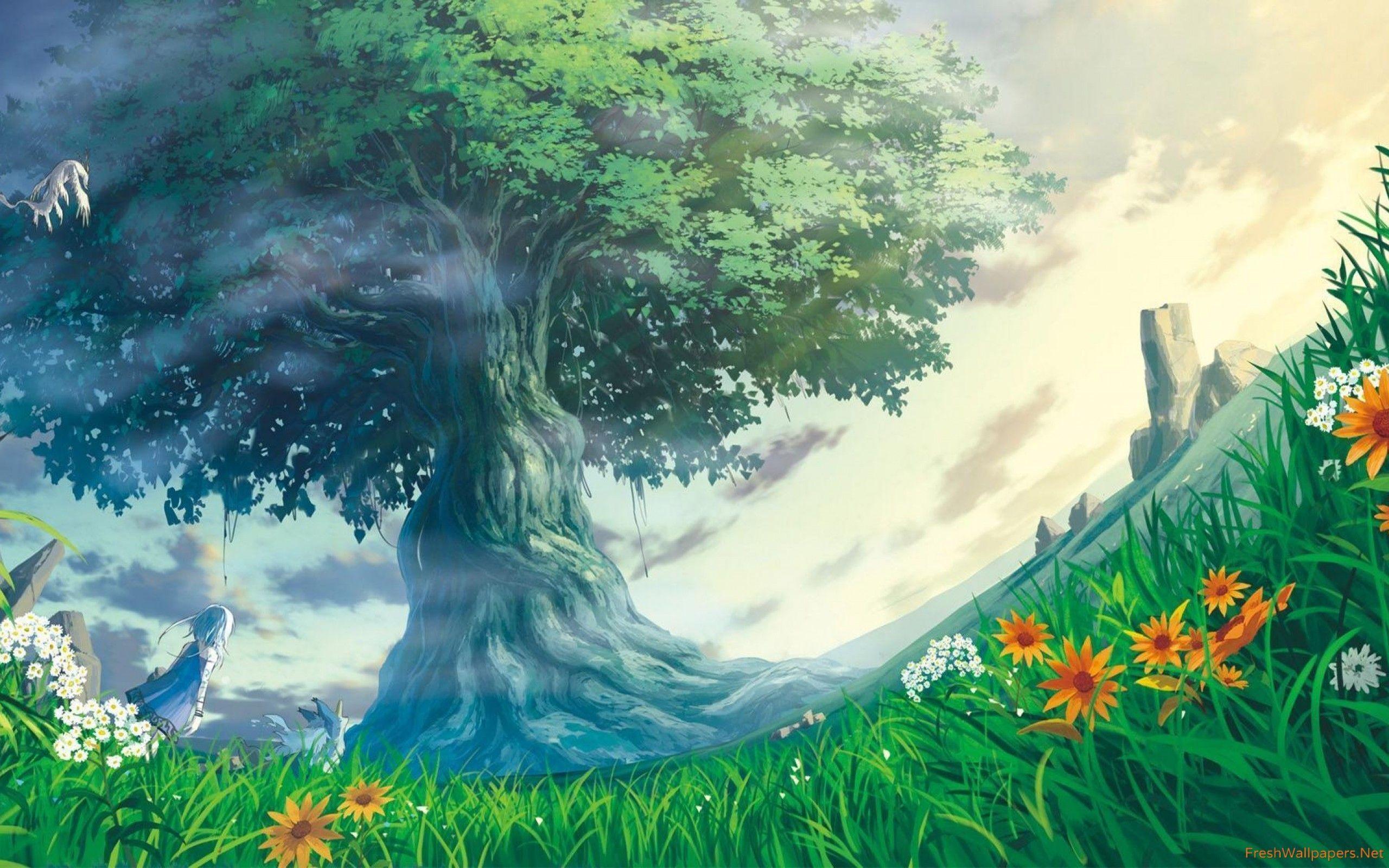 2560x1600 Anime Tree Wallpaper