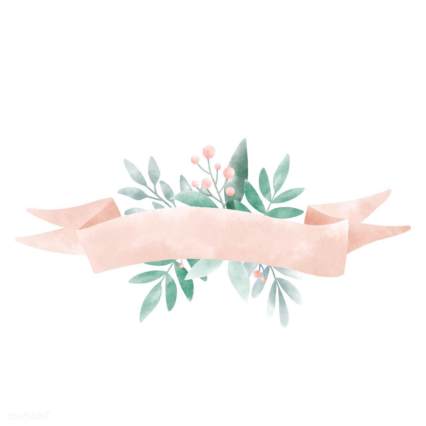 1400x1400 Download premium illustration of Watercolor leaves with a banner
