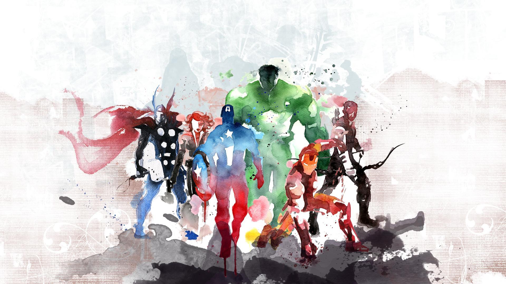 1920x1080 The Avengers Watercolor Painting wallpaper. Best HD Wallpaper
