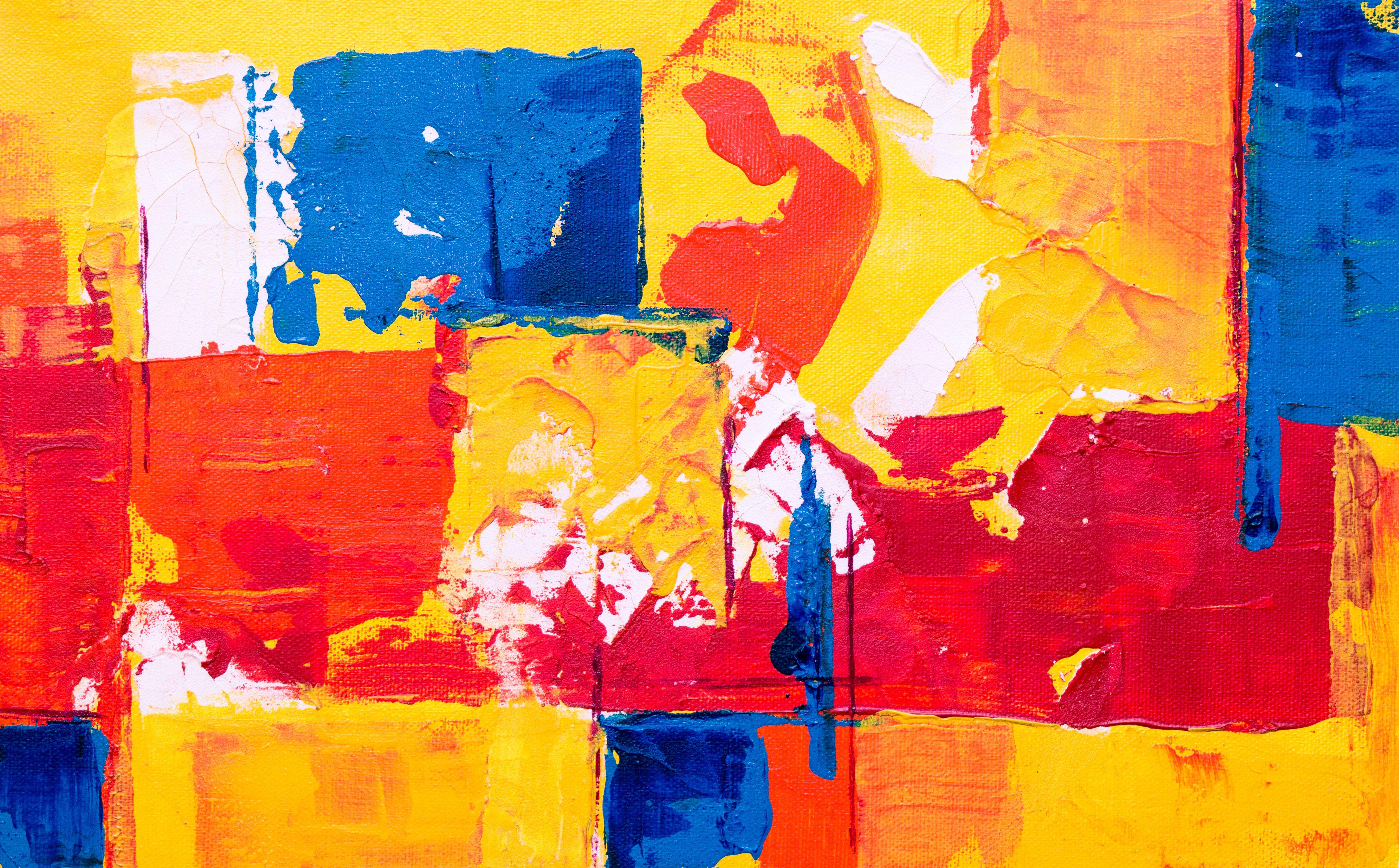 5163x3207 Orange, Red, and Blue Abstract Painting · Free