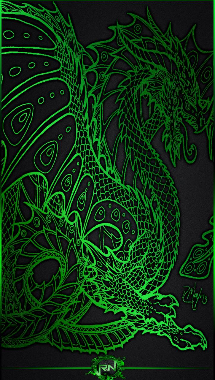 725x1280 Green Black Dragon wallpaper