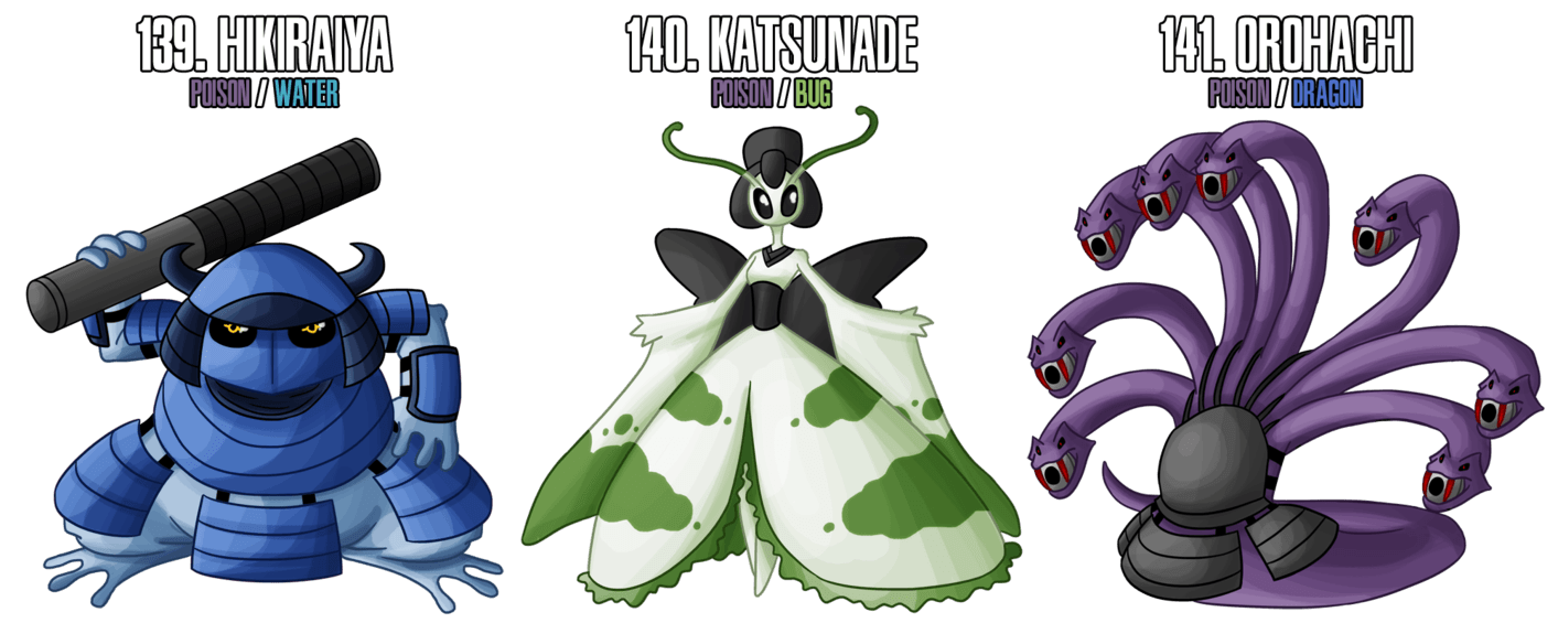 1413x565 Fakemon: 139 Ninja trio