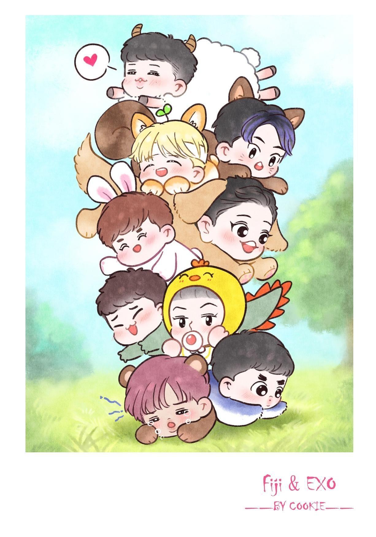 EXO Cartoon Wallpapers - Top Free EXO Cartoon Backgrounds - WallpaperAccess