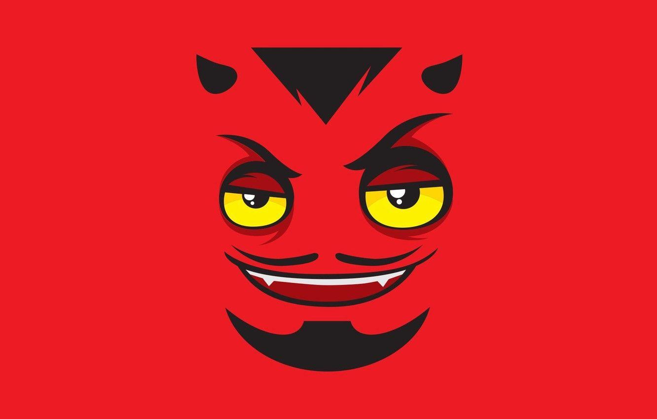 1332x850 Wallpaper demon, red, devil, face, yellow eyes image for desktop