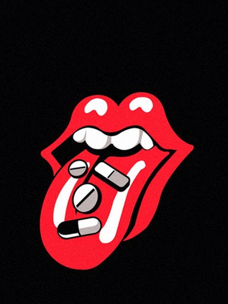 768x1024 Galaxy Note HD Wallpaper: Rolling Stones Tongue Pills Drugs