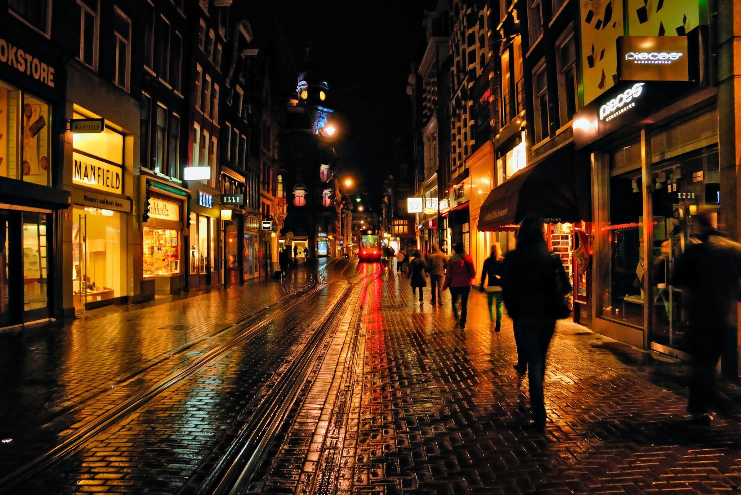 2389x1599 City Street Night HD Background