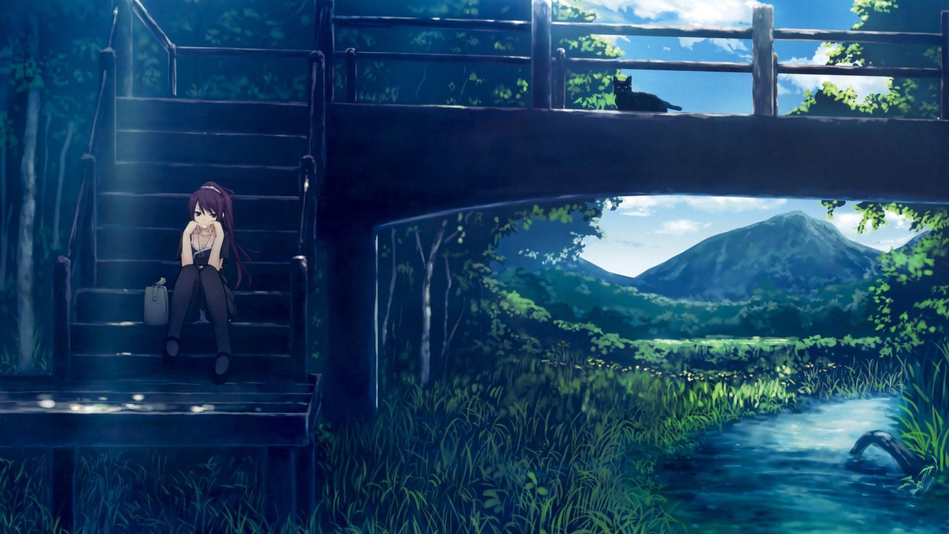 1920x1080 Rain Anime Wallpaper