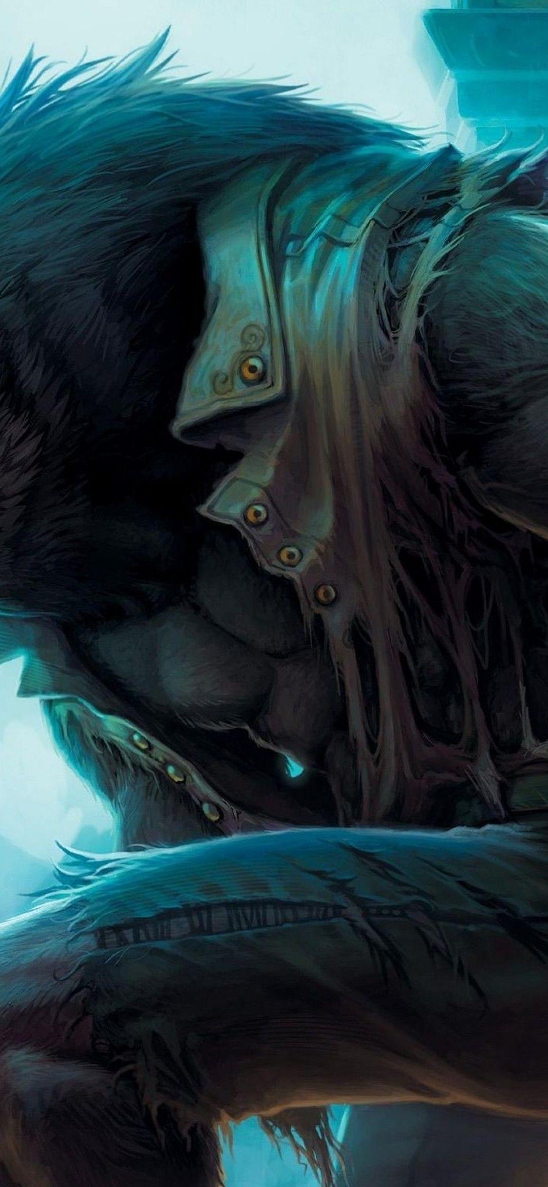 1125x2436 Download 1125x2436 Wolfman, Fantasy Creature, Fangs Wallpaper