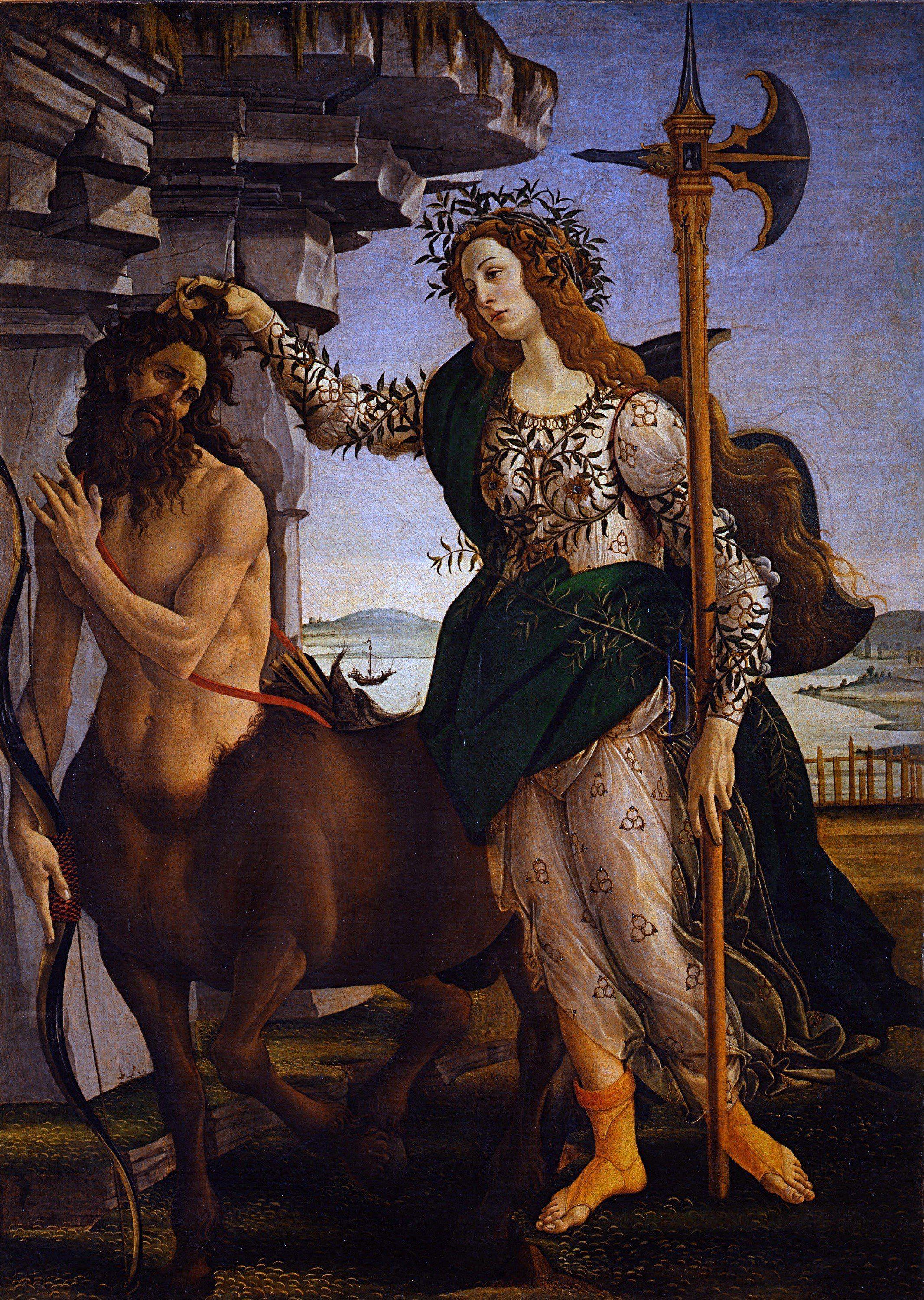 2132x3000 greek mythology, Painting, Sandro Botticelli, Pallas and