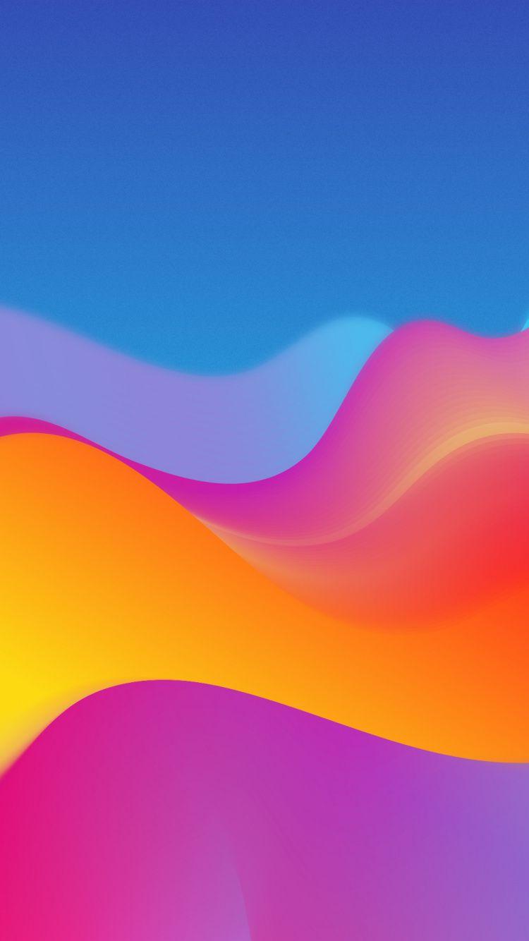 750x1334 Download Waves, colorful, HTC U12 plus, stock wallpaper, 750x iphone iPhone 8