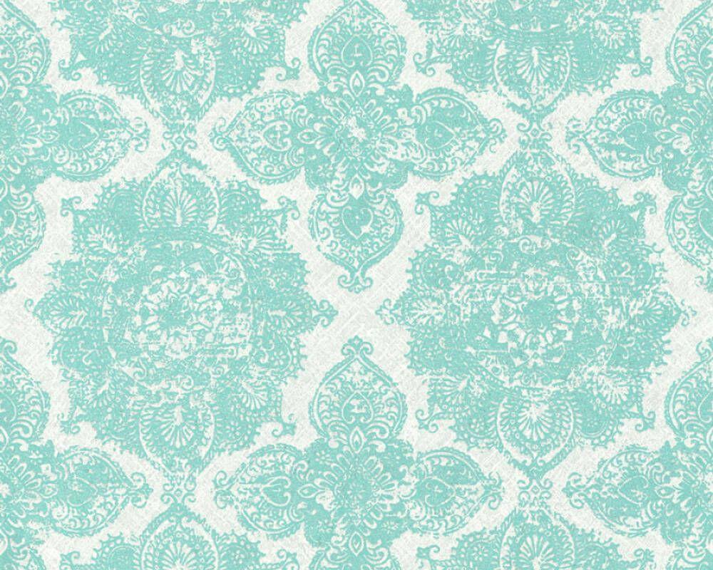 1000x800 Livingwalls Wallpaper «Baroque, Floral, Blue, Green, Grey, Silver