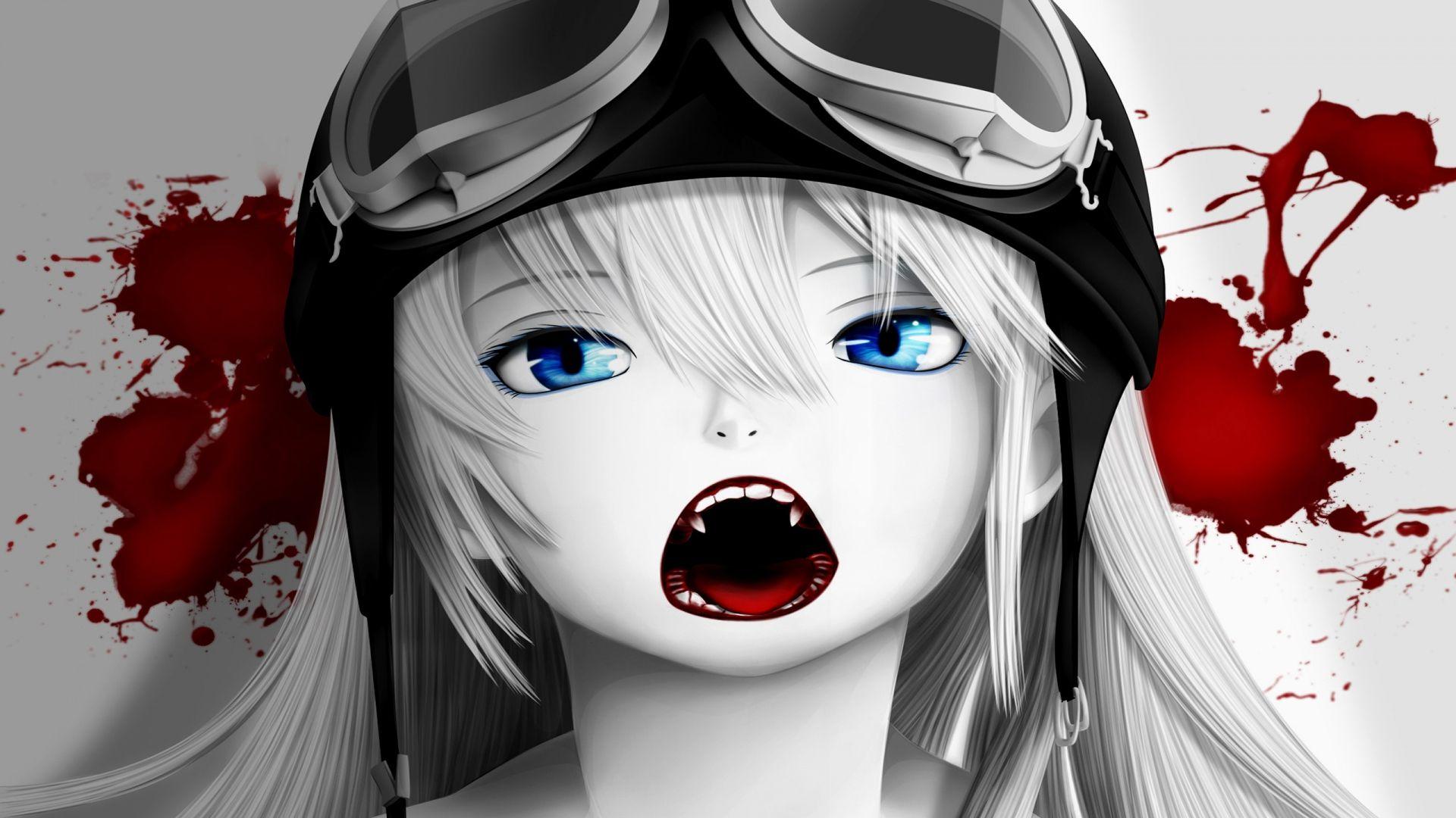 1920x1080 Download Wallpaper 1920x1080 anime, girl, vampire, blood, glasses, mask Full HD 1080p HD Background
