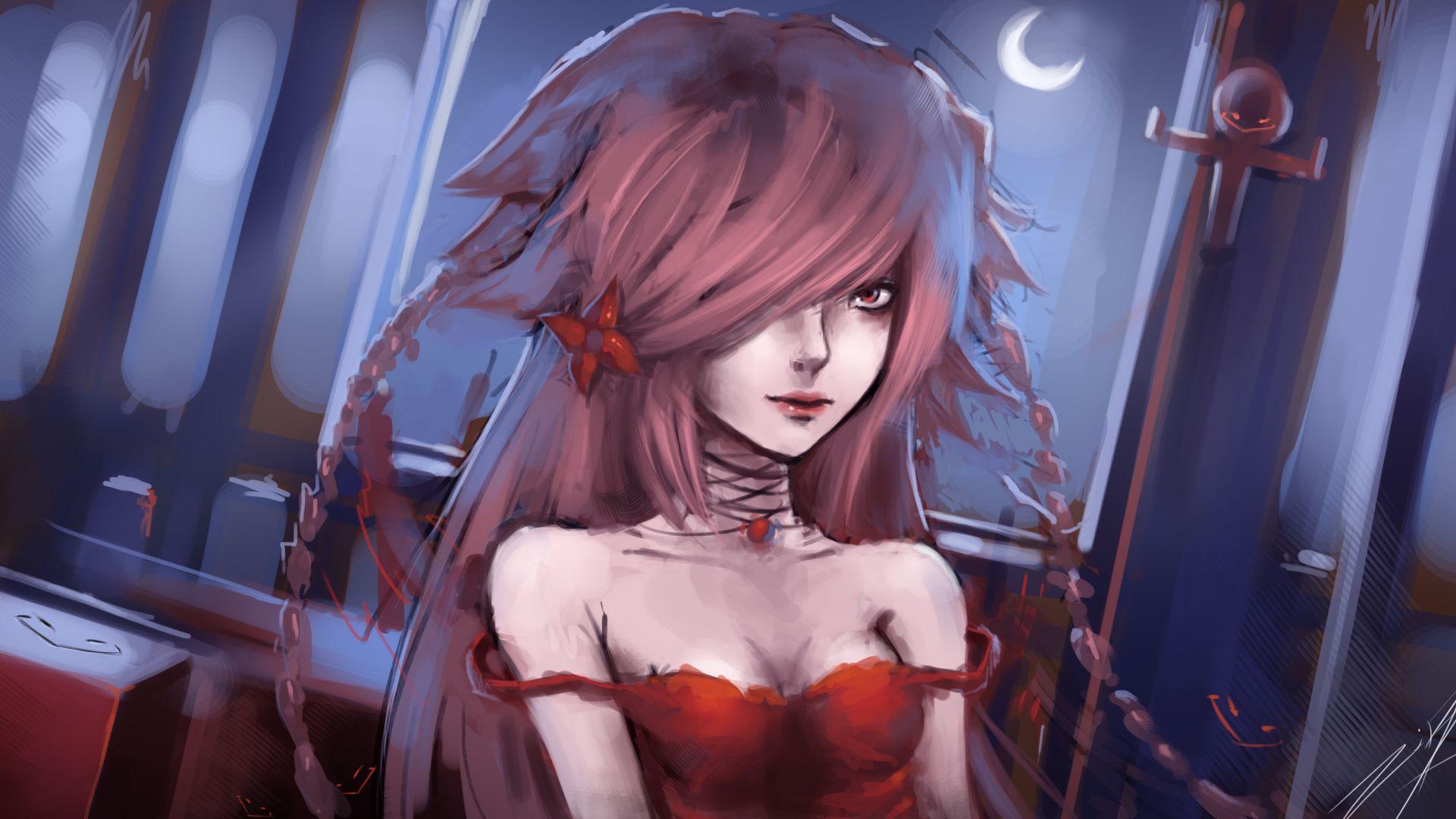 1920x1080 Anime girl vampire Desktop wallpaper 1920x1080