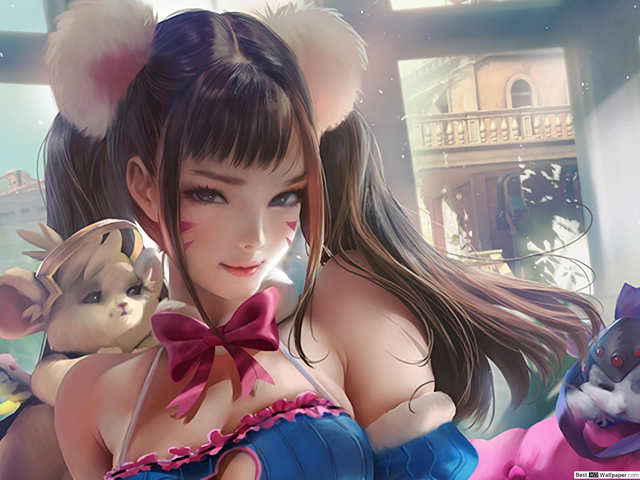 2048x1536 Overwatch (Kawaii Anime Girl : D.Va) HD wallpaper download