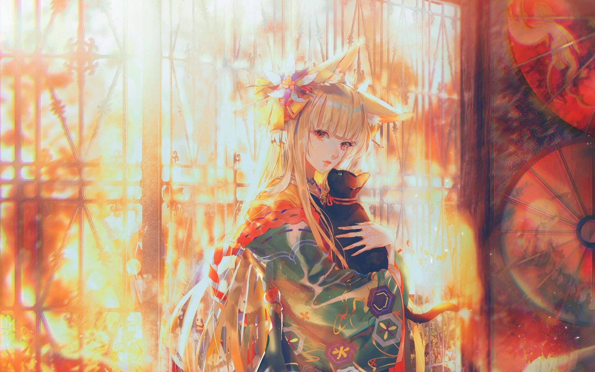 1920x1200 Download wallpaper Japanese manga, anime female characters, girl
