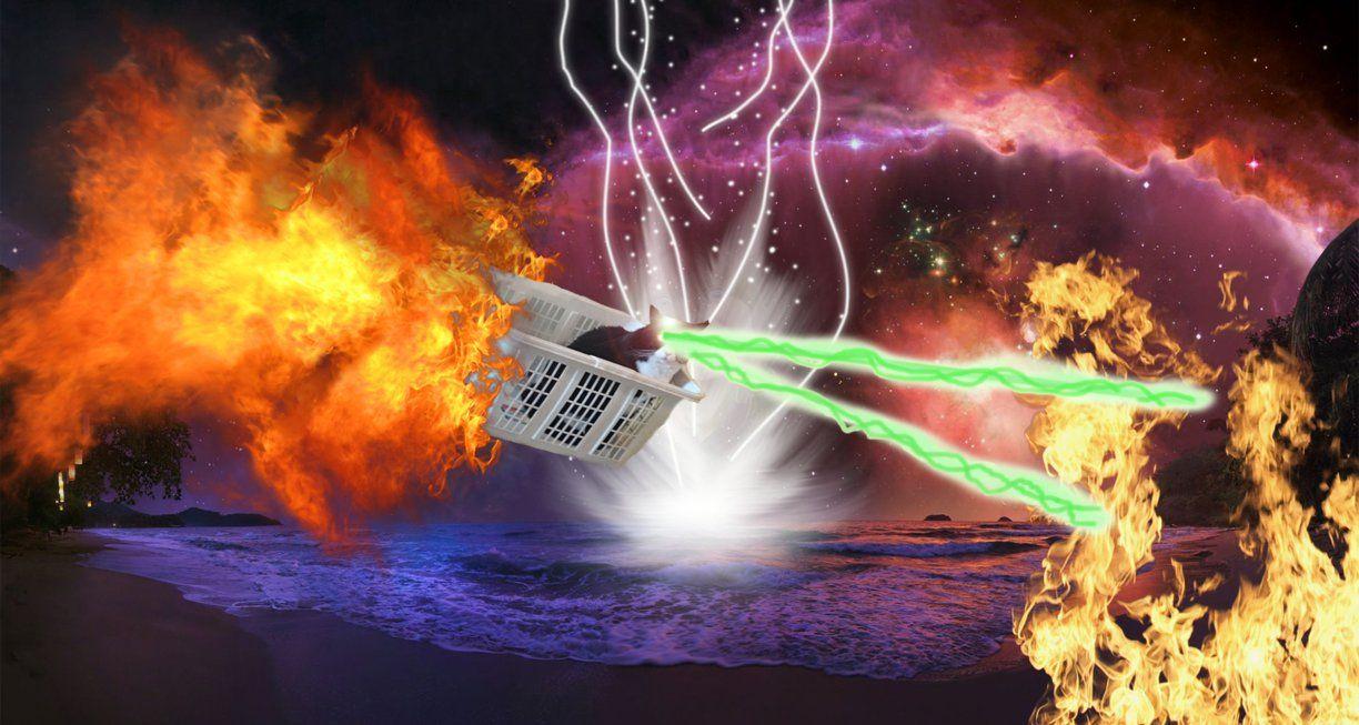 1224x653 Free download Cat Explosion Space Laser the Wallpaper