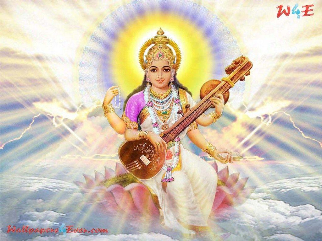 1024x768 indian god wallpaper maa saraswati