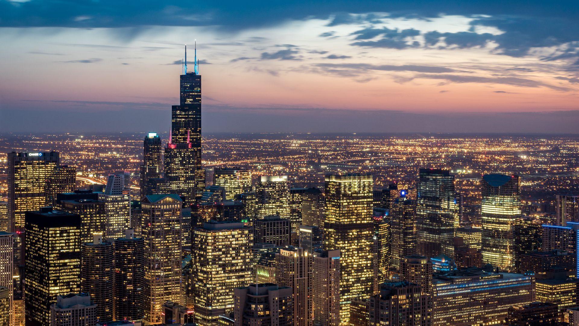 1920x1080 Download wallpaper 1920x1080 chicago, usa, skyscrapers, night full
