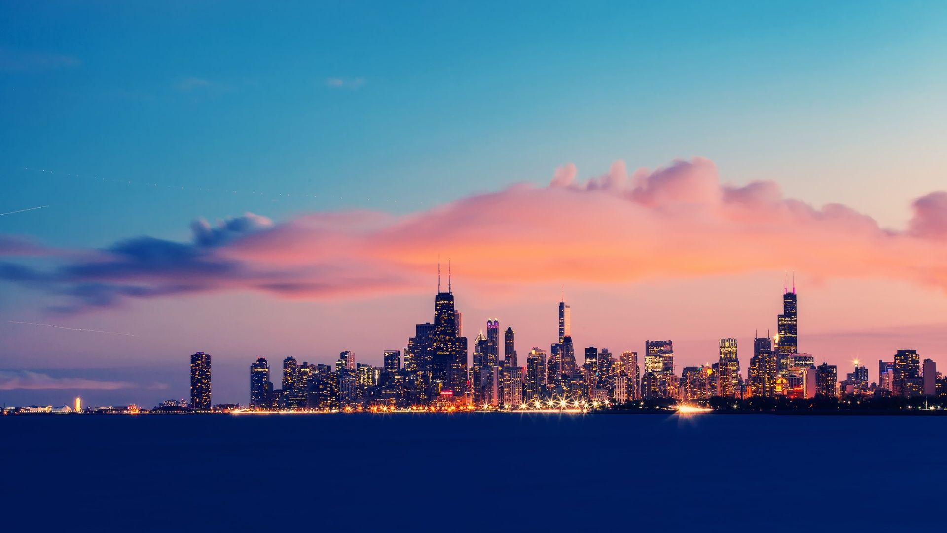 1920x1080 Clouds Over Chicago Wallpaper