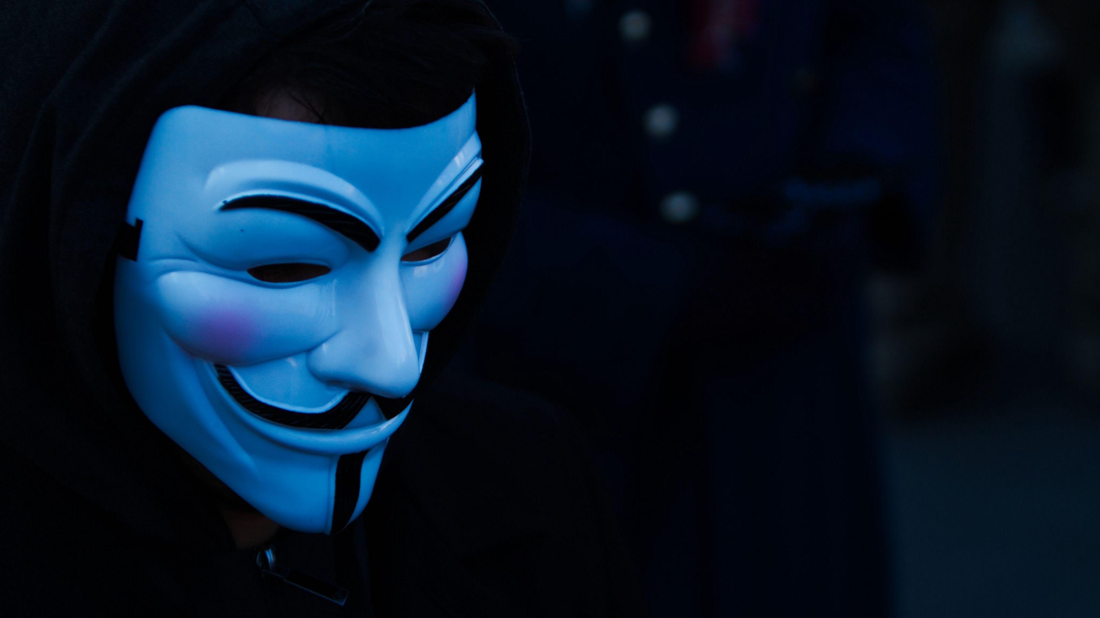 3840x2160 Download wallpaper 3840x2160 mask, hood, anonymous, face 4k uhd 16