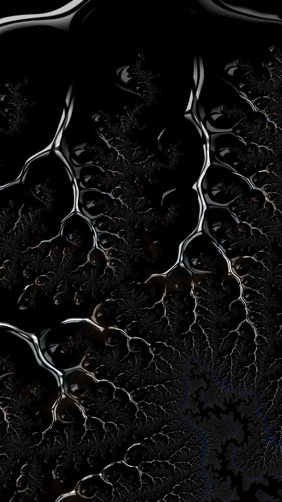 938x1668 Download wallpaper 938x1668 fractal, black, branched, dark