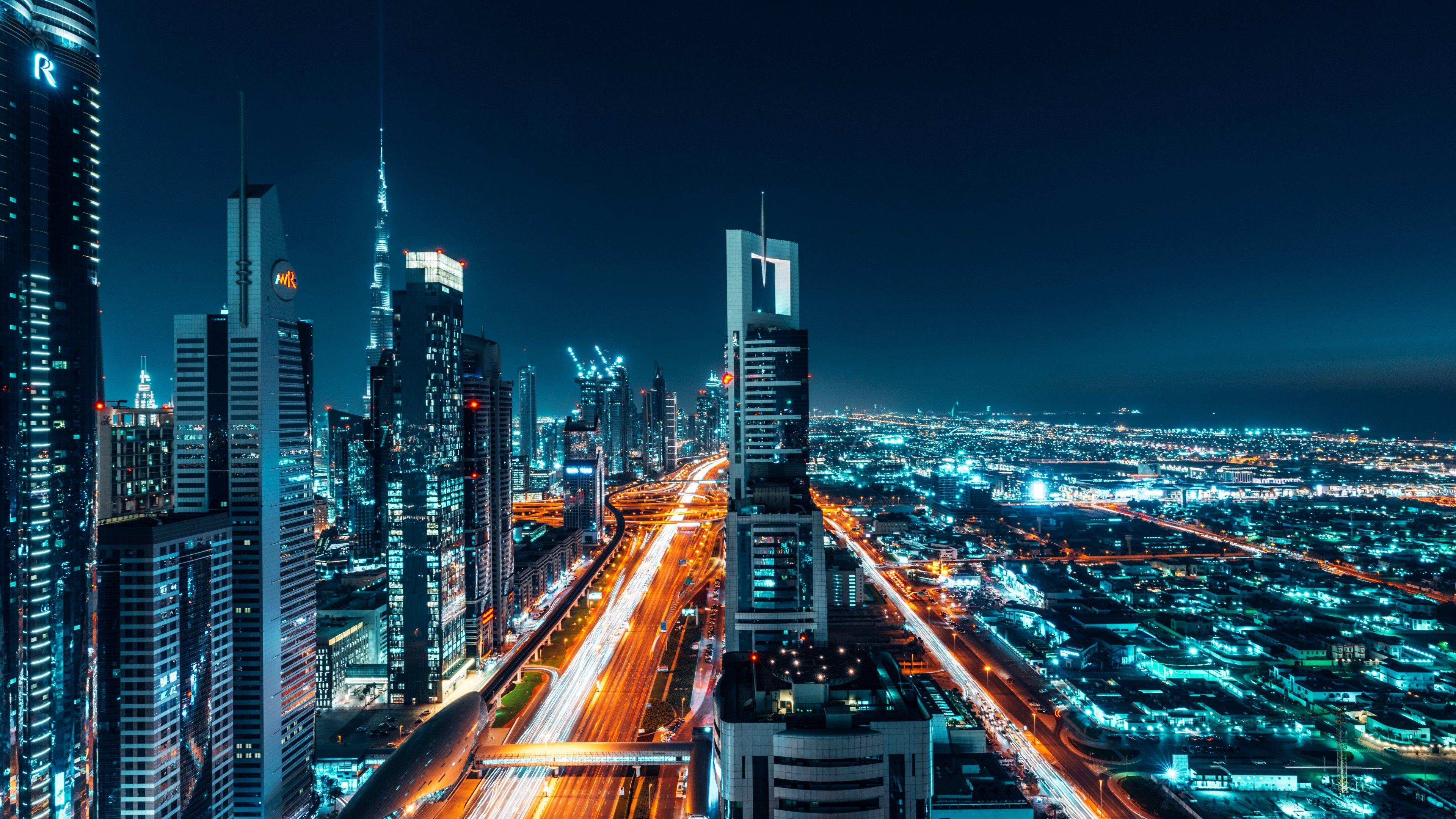 3840x2160 Wallpaper Dubai, Cityscape, Night, 4K, 8K, World