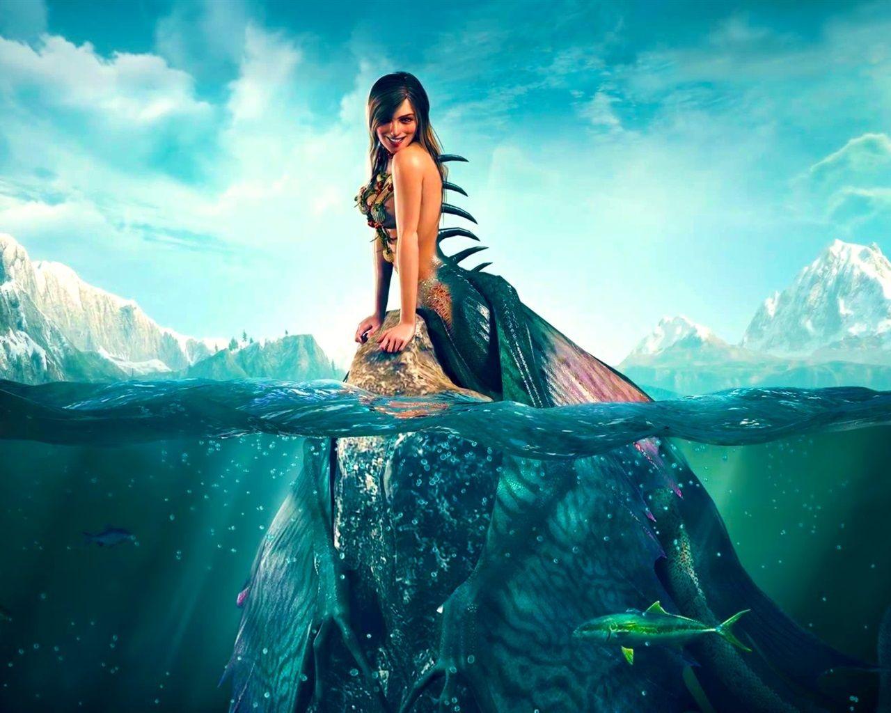 1280x1024 Wallpaper Beautiful mermaid, smile, fish, sea, fantasy art 1920x1080 Full HD 2K Picture, Image
