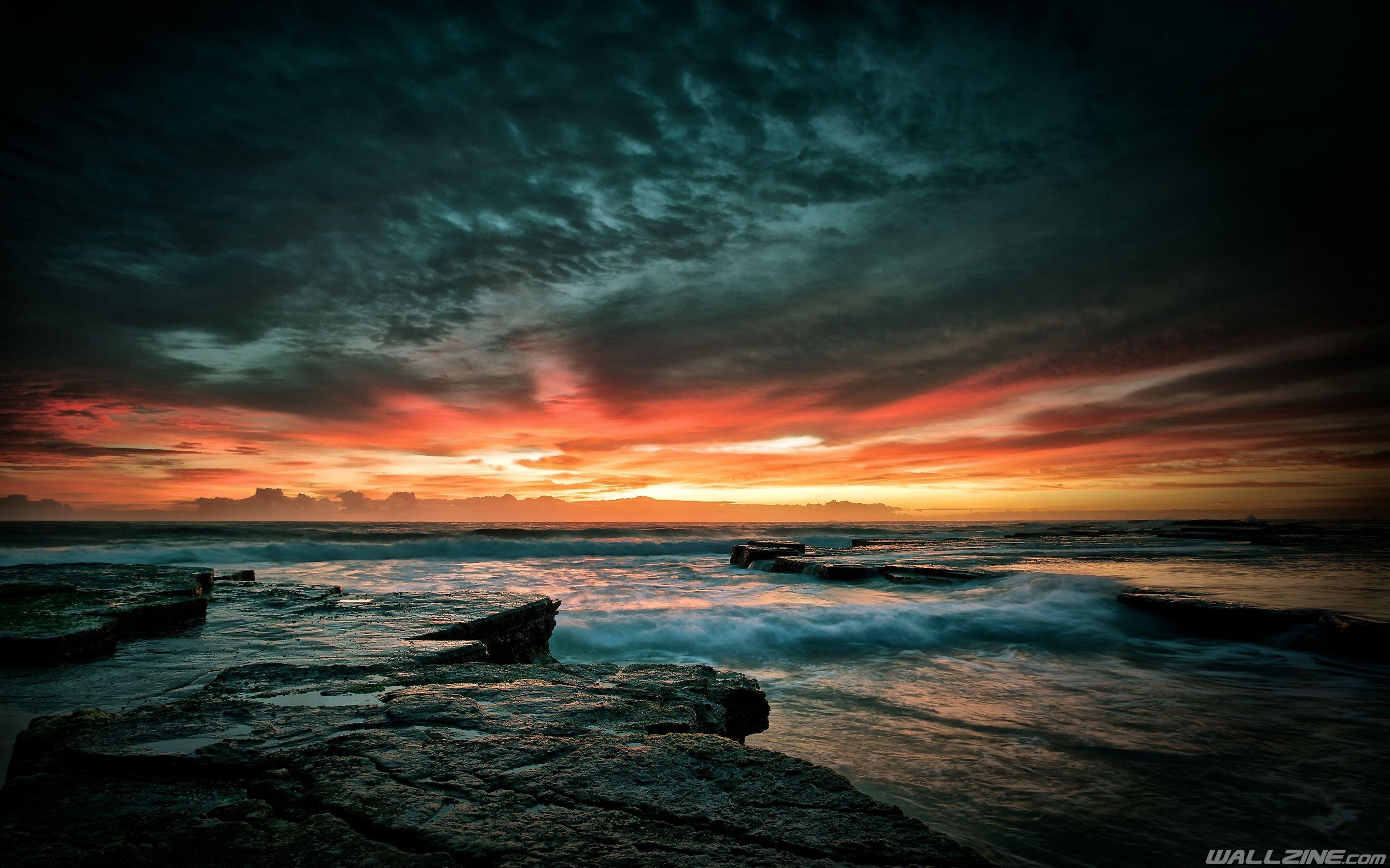 2880x1800 Beach Sundown Scenery Wallpaper. HD Desktop Wallpaper