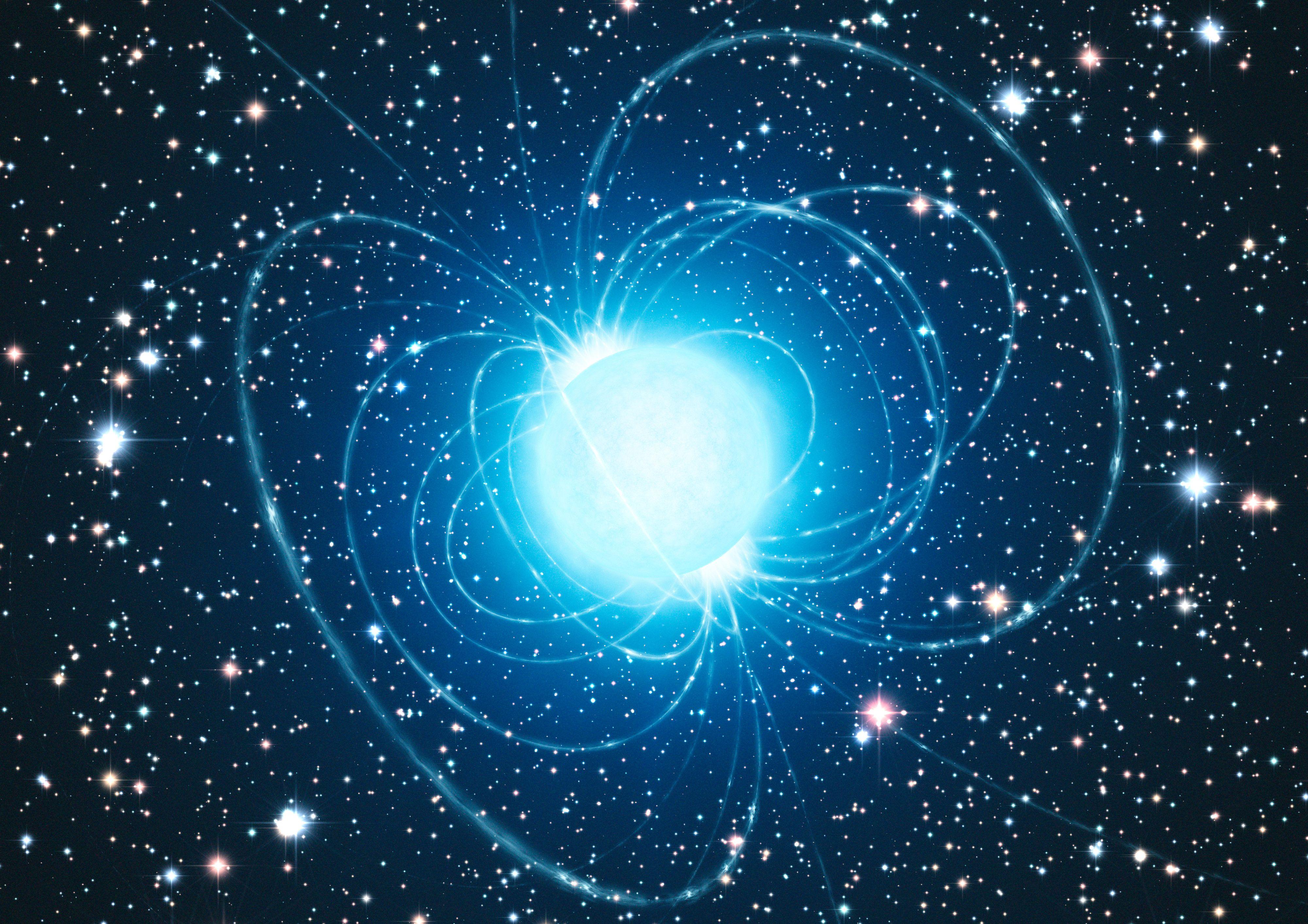 4000x2827 Artist's impression of the magnetar in the extraordinary star cluster Westerlund 1