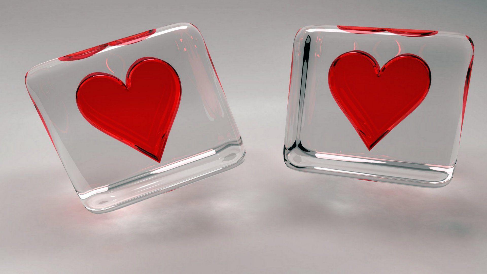1920x1080 3D Heart in Crystal Box HD wallpaper
